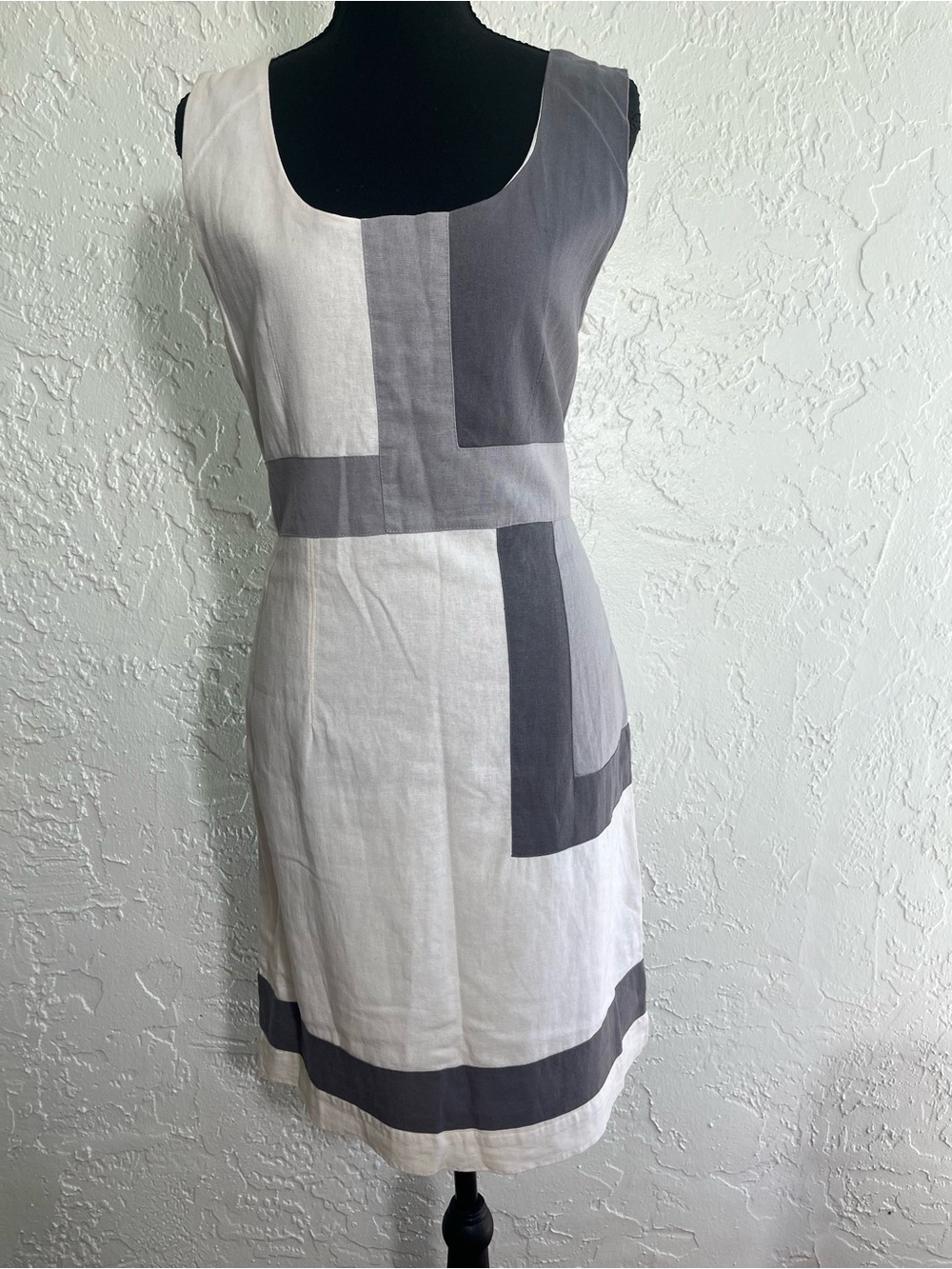 Midnight Velvet Linen Blend Colorblock Dress